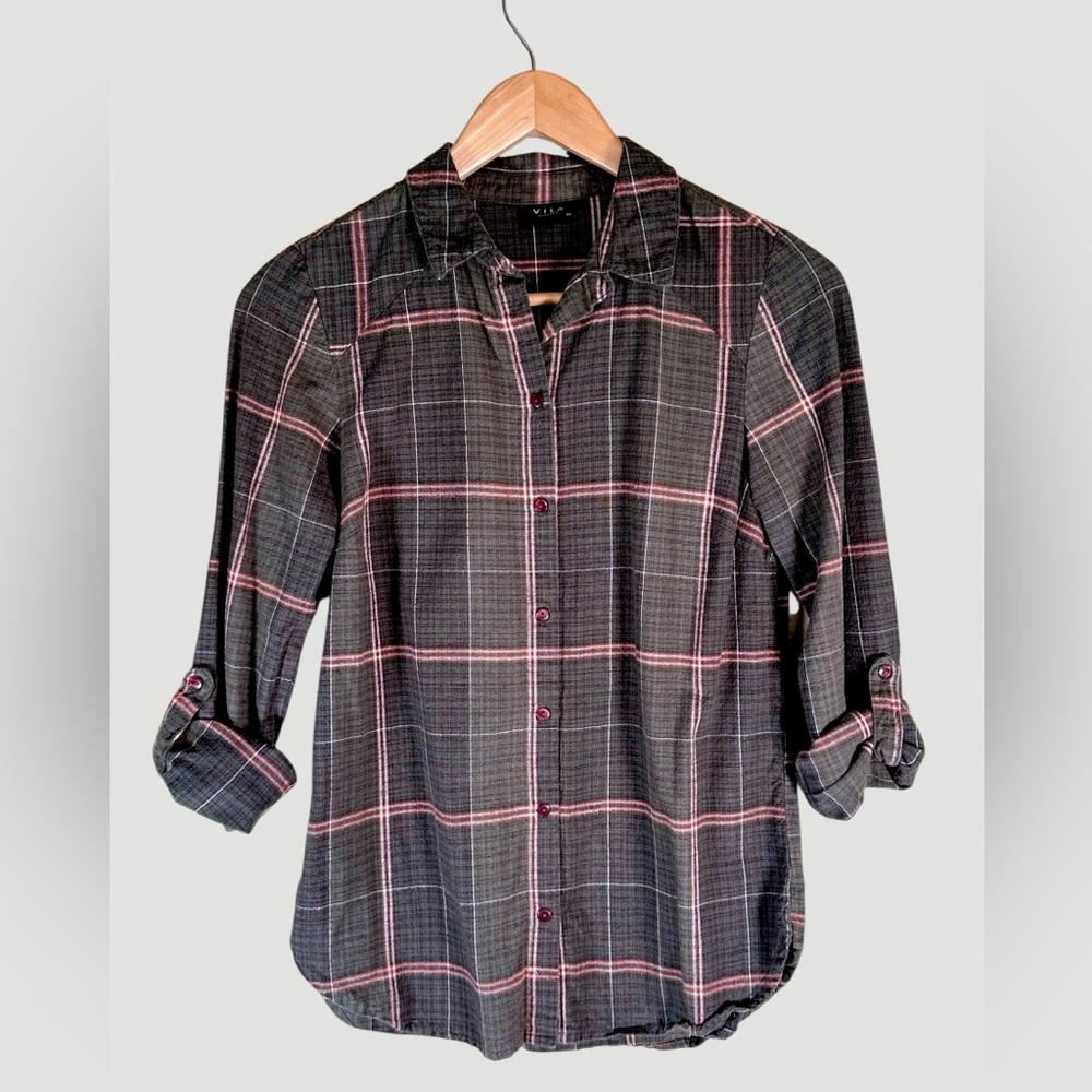 VILA Women’s Plaid Button Down Shirt in 100% cotton - Picture 8 of 8